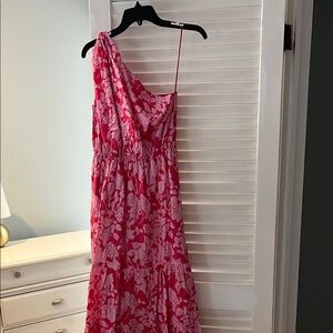 Floral Pink One-Shoulder Dress